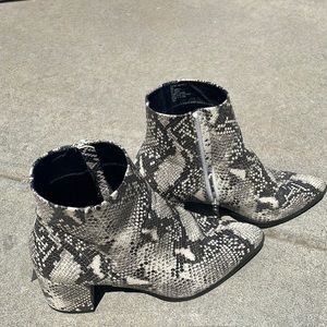 Madden Girl snake skin ankle boots